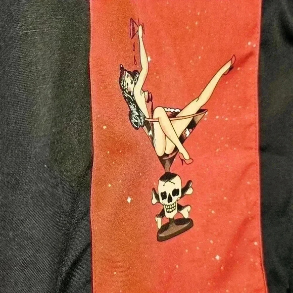 🛑 NWT jogal Mens Vintage-style Polyester Black Short Sleeve Button-up Shirt XL - Picture 6 of 9